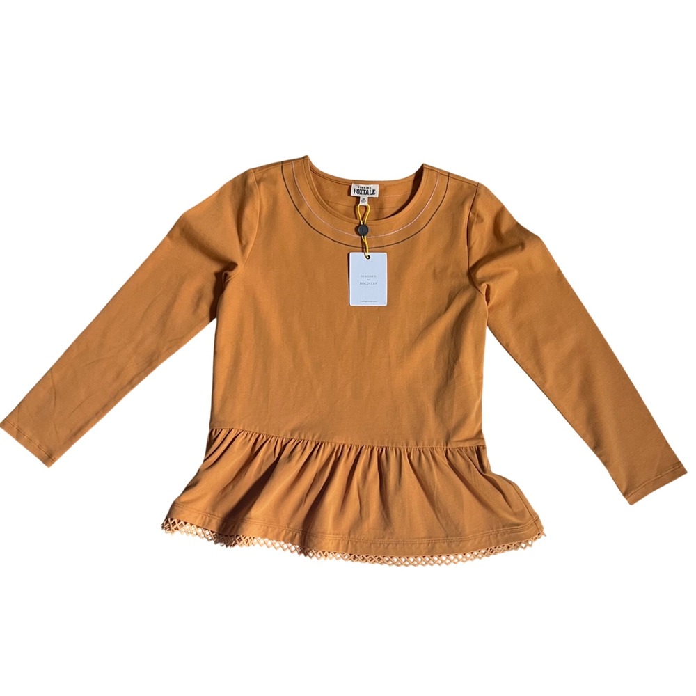 Finding Foxtale Girls Honey Mustard Yellow Peplum Long Sleeve Top Size 10 NWT